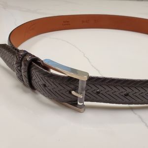 Tulliani textured brown dress belt, Italian calfskin, size 32